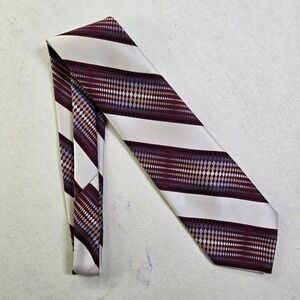 70s Tie Wemlon by Wembley Maroon Striped Vintage 1970s 100% Polyester Black Grey